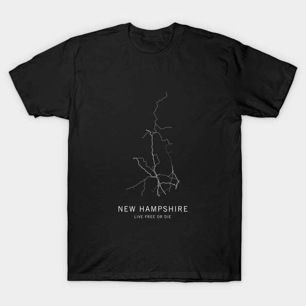New Hampshire State Road Map T-Shirt by ClarkStreetPress